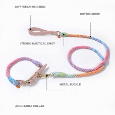 1.5 Meter Colorful Pet Leash Cotton Braided Rope Leash Dog Leather Strong and Tensile with Durable Metal Buckle