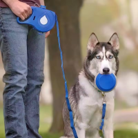 1.2M 4 in 1 Dog Pet Leash Outdoor Foldable Bowl Contain 1 Roll Poop Bag & Water & TPR Bowl for Dog Pet Walking Hiking Running