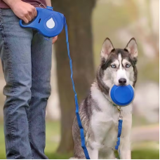 1.2M 4 in 1 Dog Pet Leash Outdoor Foldable Bowl Contain 1 Roll Poop Bag & Water & TPR Bowl for Dog Pet Walking Hiking Running